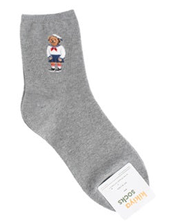 Adorable Bear Women's Crew Socks (White, Oatmeal, Grey, Navy, Black)