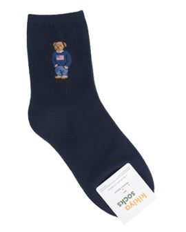 Adorable Bear Women's Crew Socks (White, Oatmeal, Grey, Navy, Black)