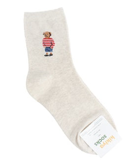 Adorable Bear Women's Crew Socks (White, Oatmeal, Grey, Navy, Black)