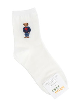 Adorable Bear Women's Crew Socks (White, Oatmeal, Grey, Navy, Black)