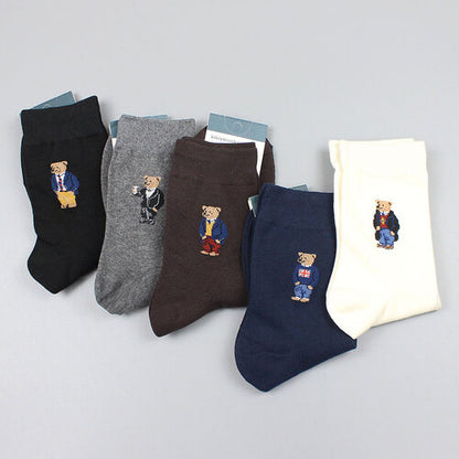 Bear Men's Crew Socks (Ivory, Brown, Navy, Grey, Black)