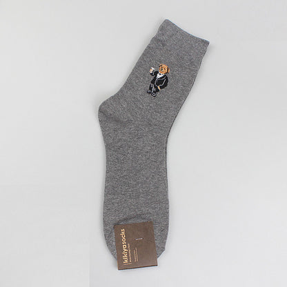 Bear Men's Crew Socks (Ivory, Brown, Navy, Grey, Black)