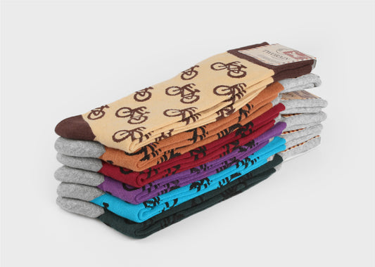 Bike Men's Crew Socks (Beige, Carmel, Wine, Purple, Sky Blue, Deep Green)