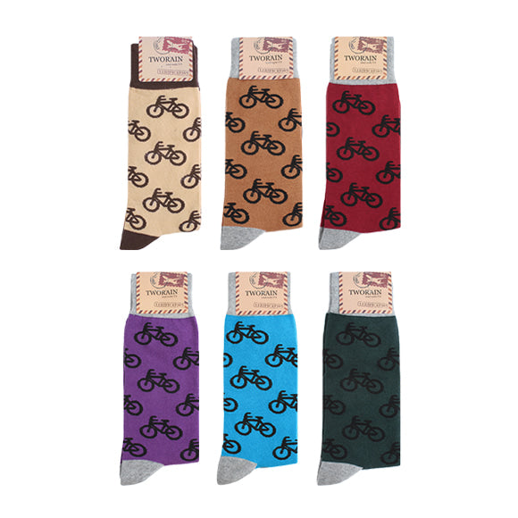 Bike Men's Crew Socks (Beige, Carmel, Wine, Purple, Sky Blue, Deep Green)