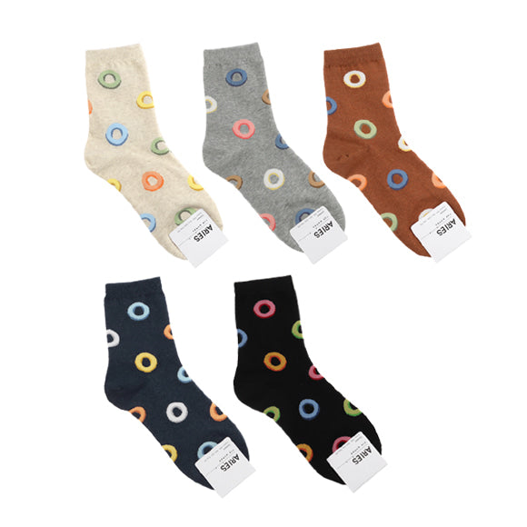 Coloring Women's Crew Socks (Oatmeal, Grey, Navy, Black, Brick Red)