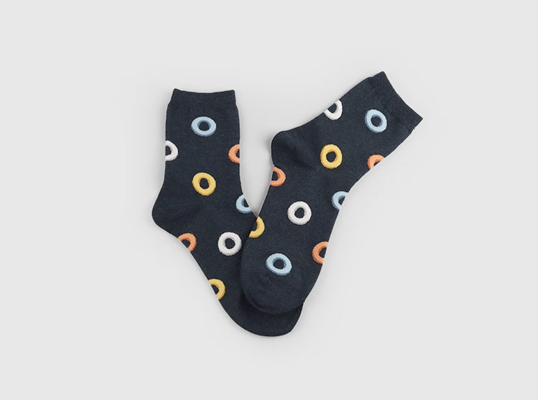 Coloring Women's Crew Socks (Oatmeal, Grey, Navy, Black, Brick Red)