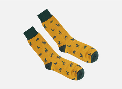 Deer Men's Crew Socks (Yellow, Dark Green, Navy, Brown, Grey)