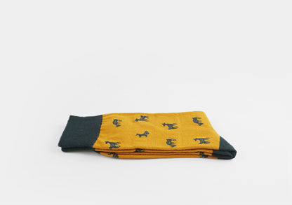 Deer Men's Crew Socks (Yellow, Dark Green, Navy, Brown, Grey)