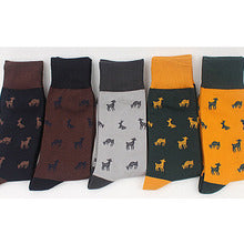 Deer Men's Crew Socks (Yellow, Dark Green, Navy, Brown, Grey)