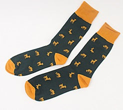 Deer Men's Crew Socks (Yellow, Dark Green, Navy, Brown, Grey)