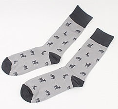 Deer Men's Crew Socks (Yellow, Dark Green, Navy, Brown, Grey)