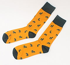 Deer Men's Crew Socks (Yellow, Dark Green, Navy, Brown, Grey)