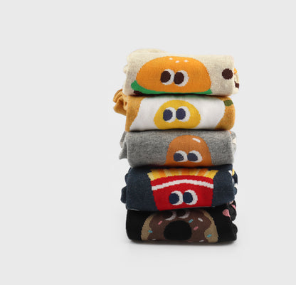 Delicious Women's Crew Socks (Hamburger, Fried Egg, Sausage, French Fries, Donut)