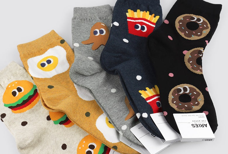 Delicious Women's Crew Socks (Hamburger, Fried Egg, Sausage, French Fries, Donut)