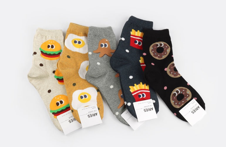 Delicious Women's Crew Socks (Hamburger, Fried Egg, Sausage, French Fries, Donut)