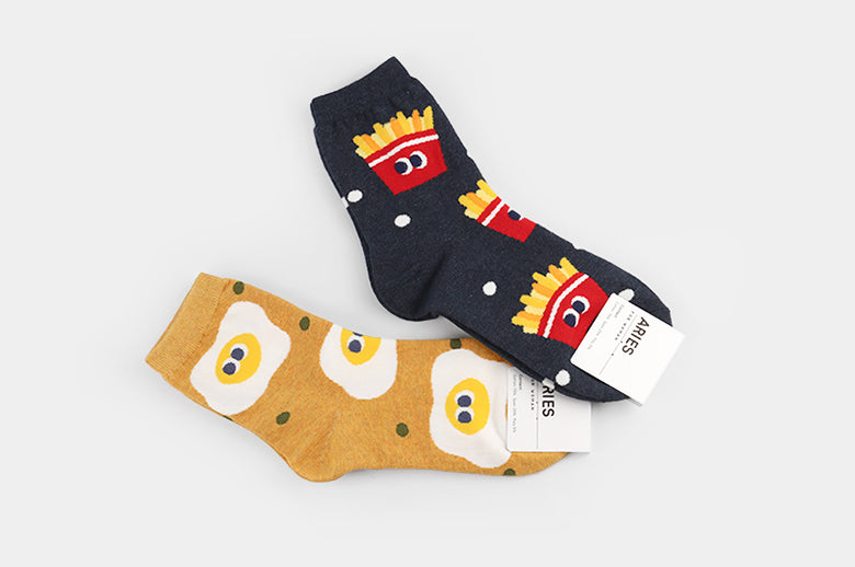 Delicious Women's Crew Socks (Hamburger, Fried Egg, Sausage, French Fries, Donut)