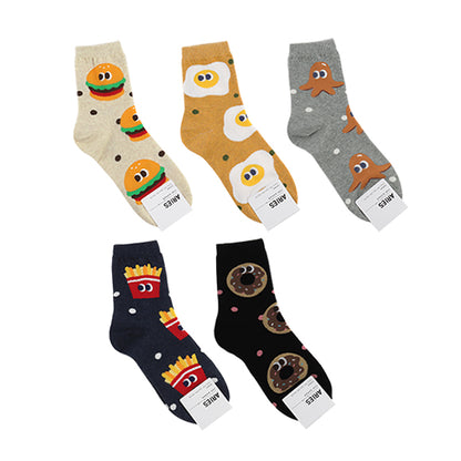 Delicious Women's Crew Socks (Hamburger, Fried Egg, Sausage, French Fries, Donut)