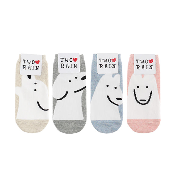 Doggy Women's Ankle Socks (Oatmeal, Grey, Sky Blue, Pink)