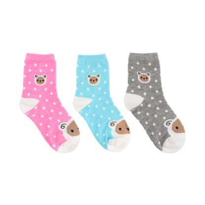 Dot Sheep Kids Crew Socks (Pink, Blue, Grey)