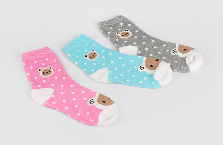 Dot Sheep Kids Crew Socks (Pink, Blue, Grey)