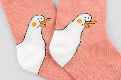 Ducky Women's Crew Socks (Yellow, Mint, Mocha, Pink, Grey)