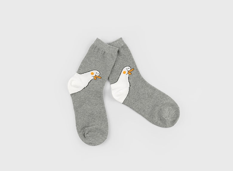 Ducky Women's Crew Socks (Yellow, Mint, Mocha, Pink, Grey)