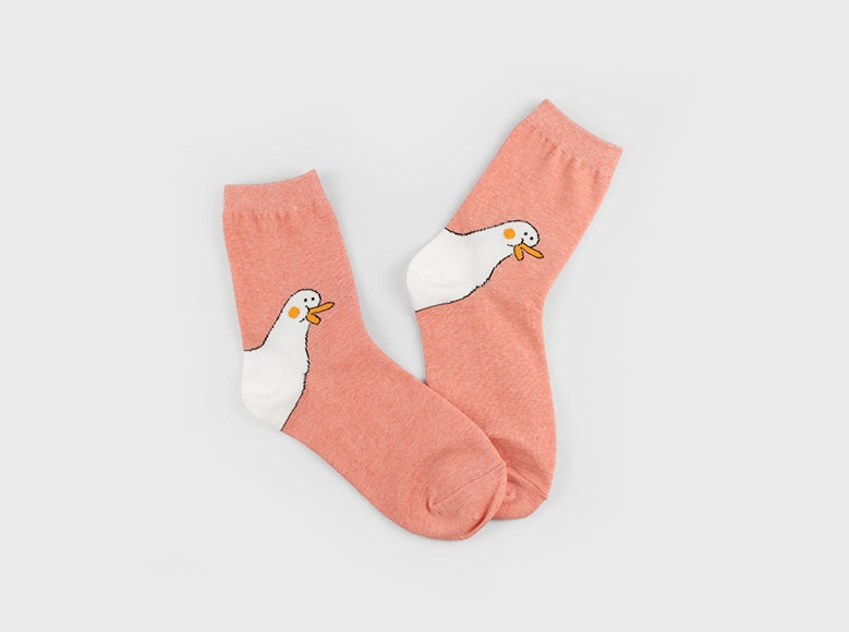 Ducky Women's Crew Socks (Yellow, Mint, Mocha, Pink, Grey)