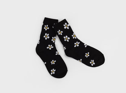 Floral Women's Crew Socks (Green, Blue, Pink, Black)