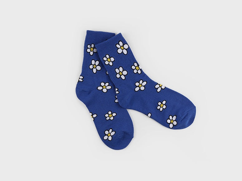 Floral Women's Crew Socks (Green, Blue, Pink, Black)