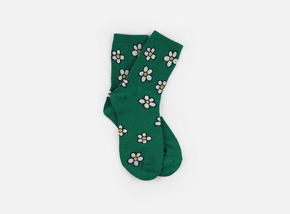 Floral Women's Crew Socks (Green, Blue, Pink, Black)