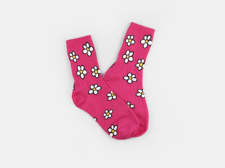 Floral Women's Crew Socks (Green, Blue, Pink, Black)