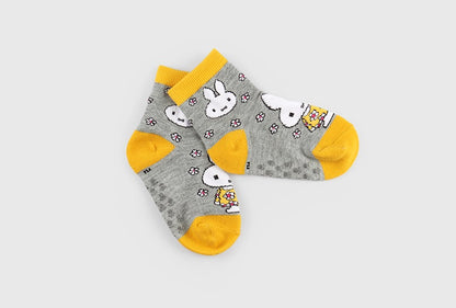 Flower Rabbit Kids Crew Socks (Grey with Yellow, Grey with Pink, Grey with Red)