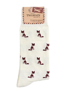 Fox Men's Crew Socks (Ivory, Grey, Brown, Navy, Black)