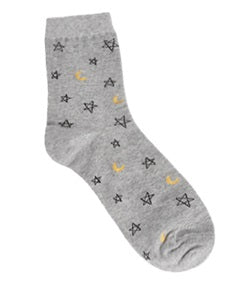 Moon & Stars Women's Crew Socks (Galactic Grey, Nautical Navy, Eclipse Black, Lunar White)