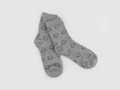 Smile Men's Crew Socks (Black, Ivory, Grey, Navy)