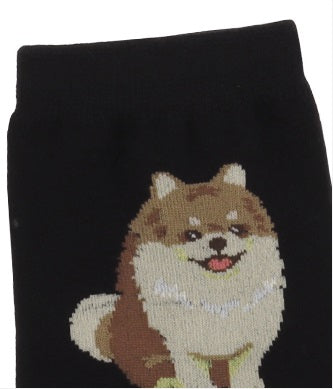 Happy Dog Women's Crew Socks (Oatmeal, Mocha, Grey, Navy, Black)