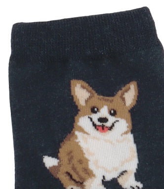 Happy Dog Women's Crew Socks (Oatmeal, Mocha, Grey, Navy, Black)