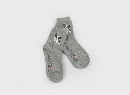 Happy Dog Women's Crew Socks (Oatmeal, Mocha, Grey, Navy, Black)