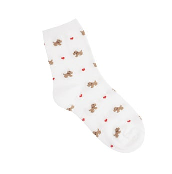 Heart & Puppy Women's Crew Socks (White, Grey)