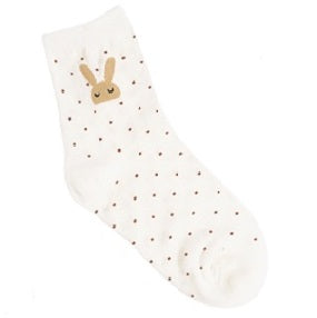 Dot Rabbit Women's Crew Socks (White/Pink, Ivory/Brown, Grey)