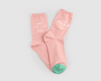 Smile Mood Women's Crew Socks (White, Ivory, Pink, Sky Blue, Black)