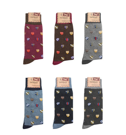 Mark Men's Crew Socks (Wine, Brown, Grey, Sky Blue, Navy, Charcoal)