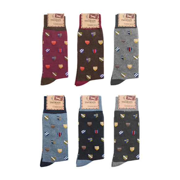 Mark Men's Crew Socks (Wine, Brown, Grey, Sky Blue, Navy, Charcoal)