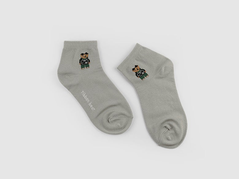 Mini Bear Women's Ankle Socks (White, Oatmeal, Mocha, Khaki, Mustard, Grey, Watermelon, Navy, Black)