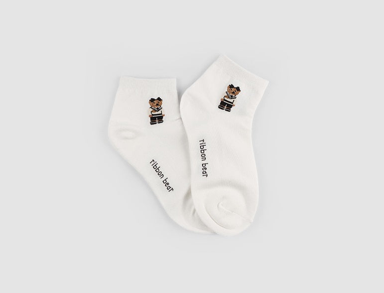 Mini Bear Women's Ankle Socks (White, Oatmeal, Mocha, Khaki, Mustard, Grey, Watermelon, Navy, Black)