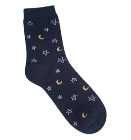 Moon & Stars Women's Crew Socks (Galactic Grey, Nautical Navy, Eclipse Black, Lunar White)