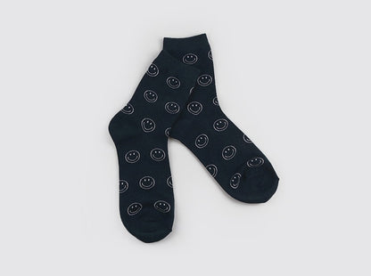 Smile Men's Crew Socks (Black, Ivory, Grey, Navy)