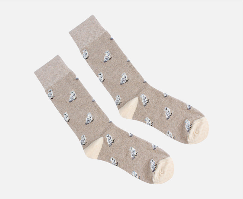 Owls Men's Crew Socks (Brown, Blue, Green, Grey)