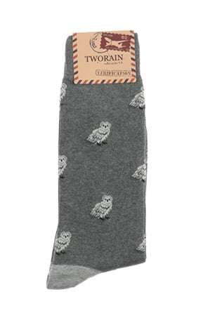 Owls Men's Crew Socks (Brown, Blue, Green, Grey)