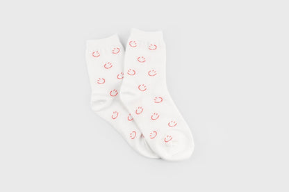 Pastel Smile Women's Crew Socks (Ivory, Oatmeal, Yellow, Pink, Grey, Black)